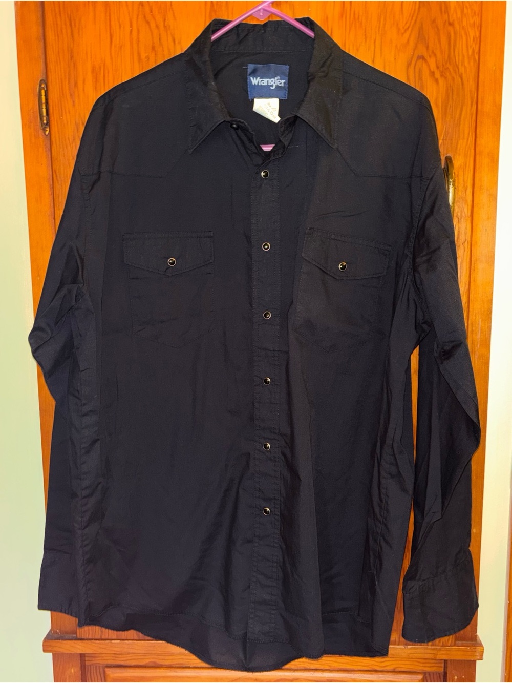 Wrangler Men’s Black Western Snap-Front Long Sleeve Shirt Size L